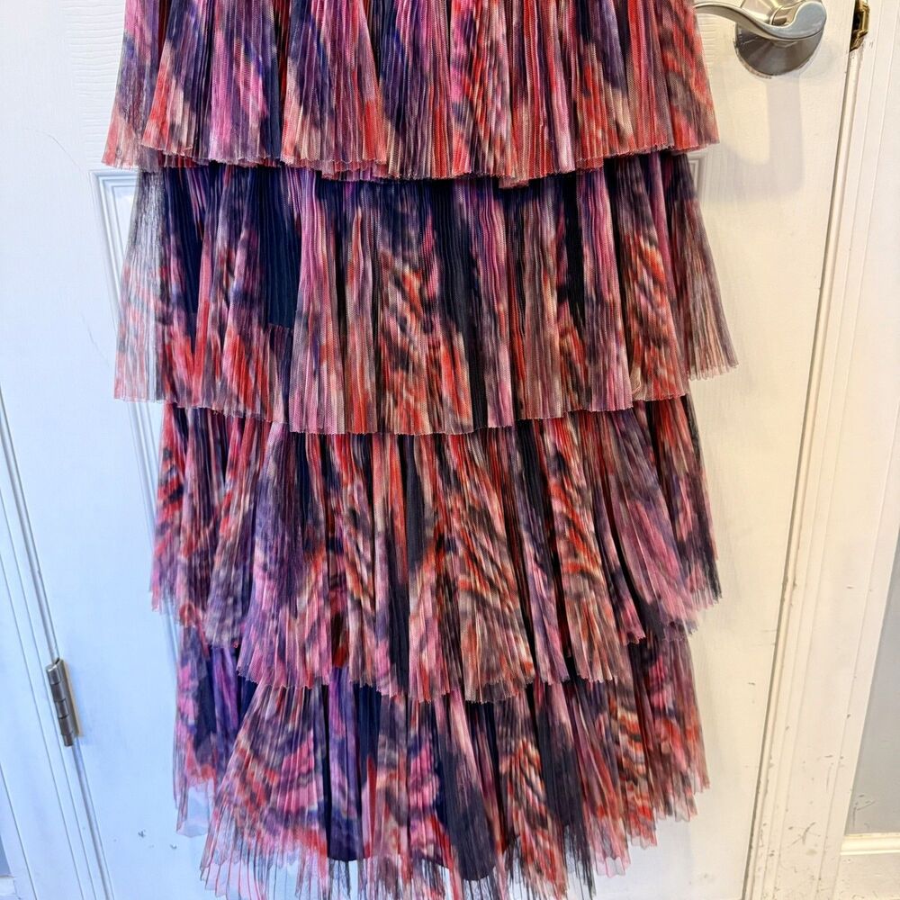 Anthropologie x Hutch Avani Tiered Maxi Dress Purple Pink Tulle Size 4 EUC - Picture 7 of 15